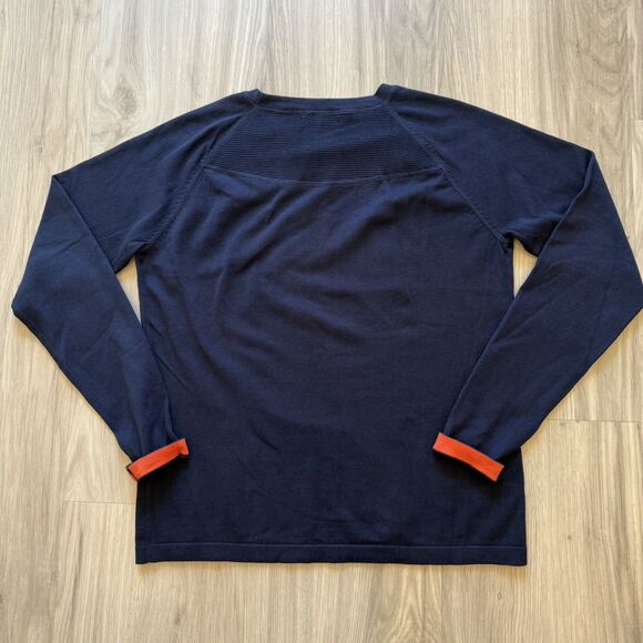 Faconnable Women's Medium Navy Blue Lightweight Sweater Elbow Patches EUC Read - Picture 4 of 9